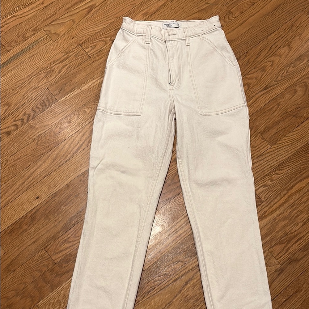 Cream High-Waisted Abercrombie Pants
